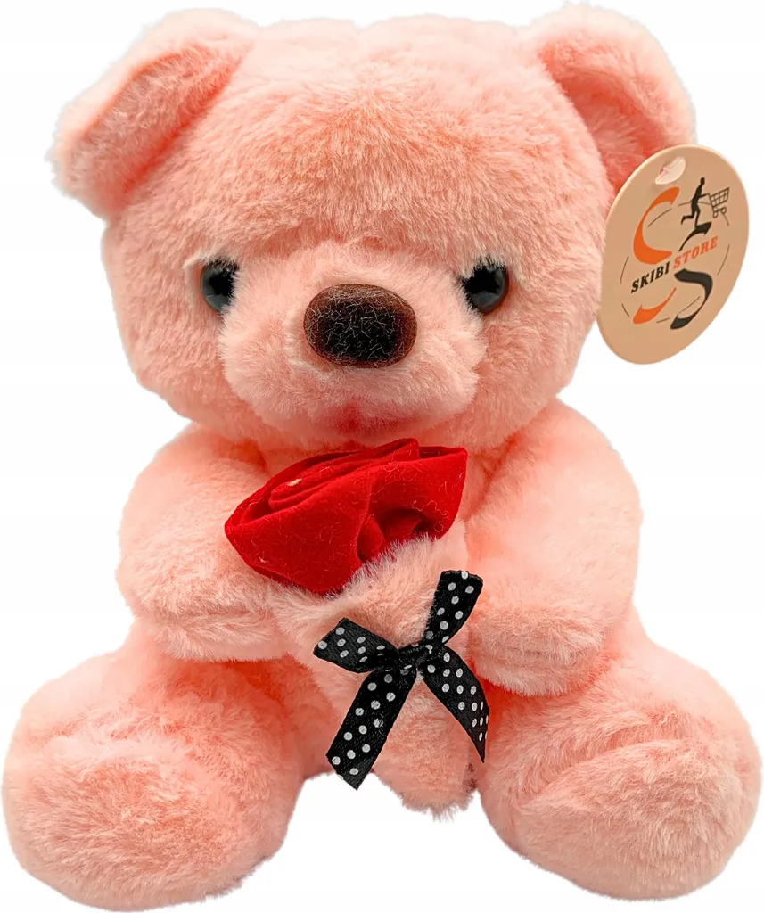 Ours en peluche avec rose 25 cm - Cadeau de Saint-Valentin romantique