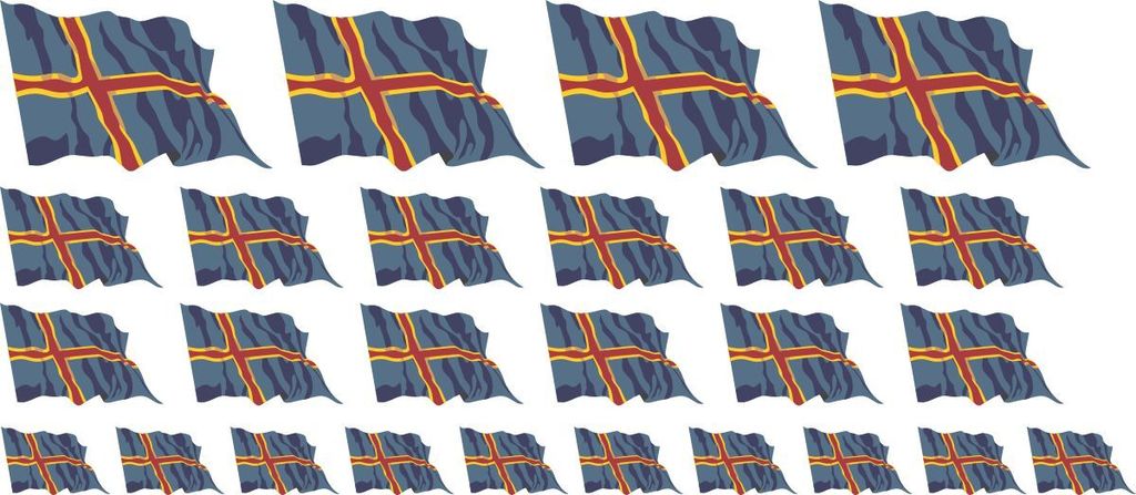 Mini Fahnen / Flaggen Set wehend - Pack wehend - 4x 51x31mm+ 12x 33x20mm + 10x 20x12mm- selbstklebender Aufkleber - Aland Islands - Sticker fürs ...