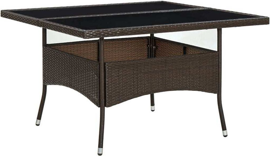 Garten-Esstisch Braun Poly Rattan und Glas , Gartentische Design 2024