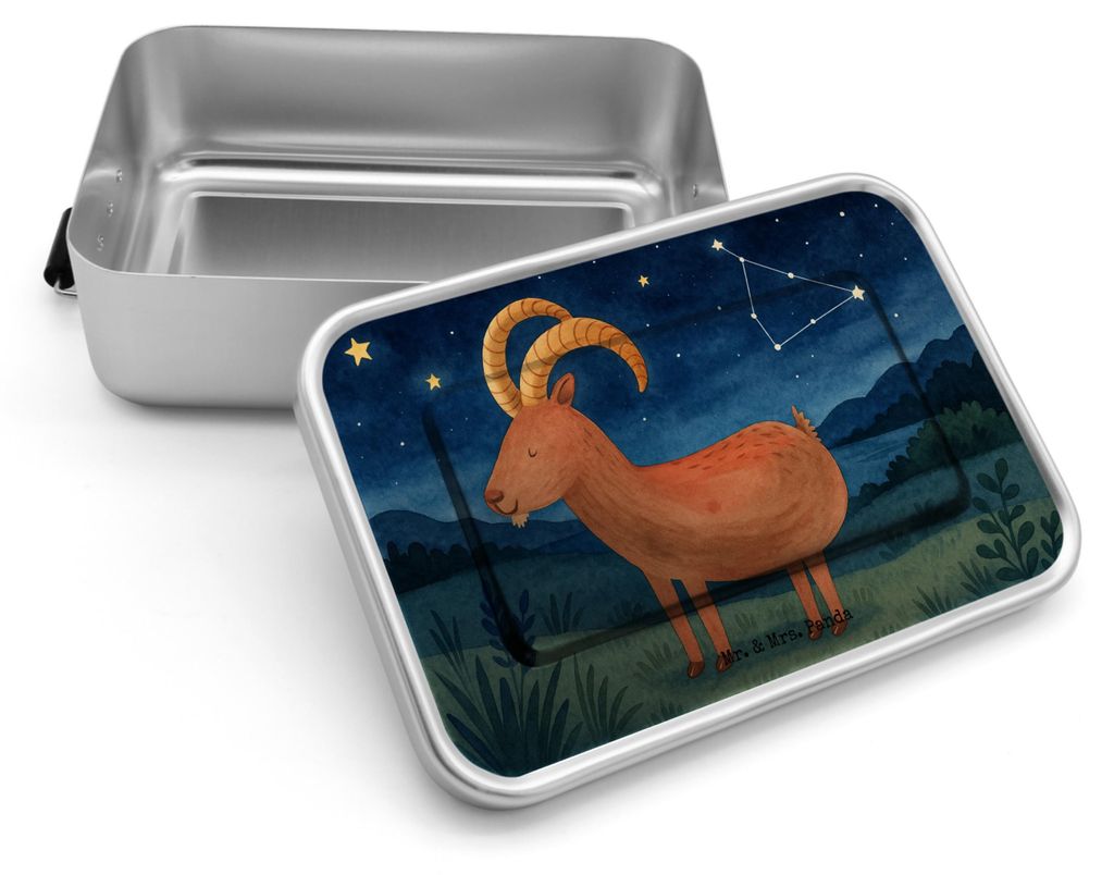 Mr. & Mrs. Panda Lunchbox Sternzeichen Steinbock Design - Weiß - Geschenk, Geburtstag Januar, Lunchdose, Horoskop, Vesperbox, Ziege, Dezember, Ste...