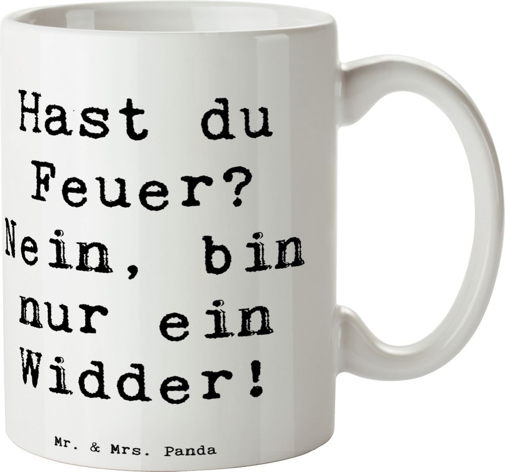 Mr. & Mrs. Panda Tasse Spruch Widder Feuer - Weiß - Geschenk, Keramiktasse, Geschenke Astrologie, Kaffeebecher, Unabhängigkeit, Energie, Leidensc...