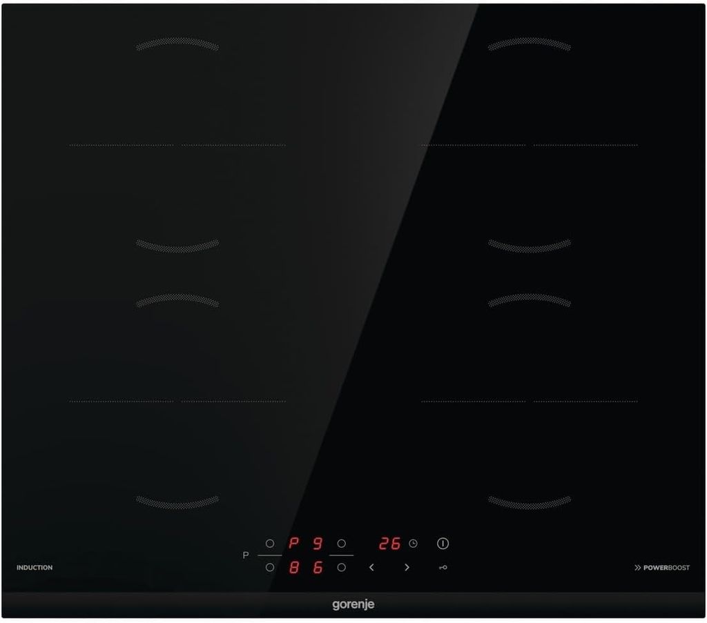 Gorenje Induktions Kochfeld GI6401BCE RAL9017, Schwarz, Integriert, 59.5 cm, Zonen-Induktionskochfeld, Glaskeramik, 4 Zone(n)