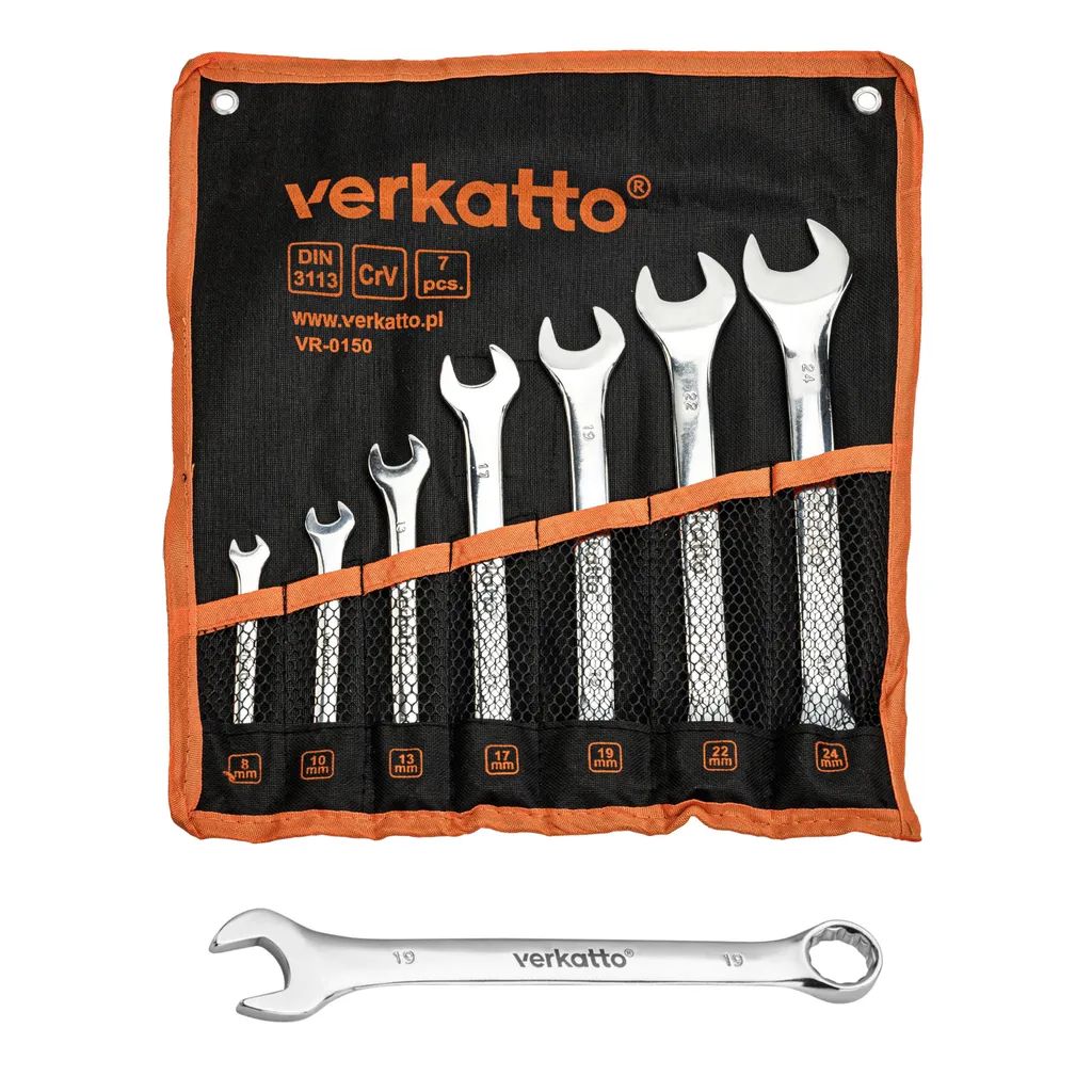 Coffret de clés mixtes de 8 à 24 mm, outillage à main robuste en argent poli