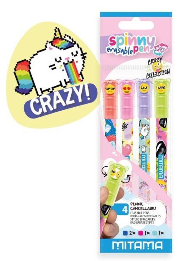 Roller "Spinny Pen Crazy", 0,7/0,35mm, löschbar, 4 Stück, Produktbild 