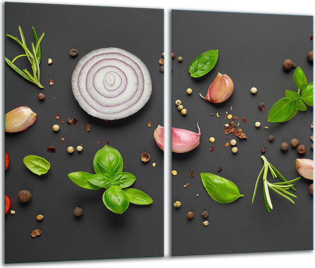 Herdabdeckplatten 2 teilig 30x52 Ceranfeld Abdeckung Glas Obst