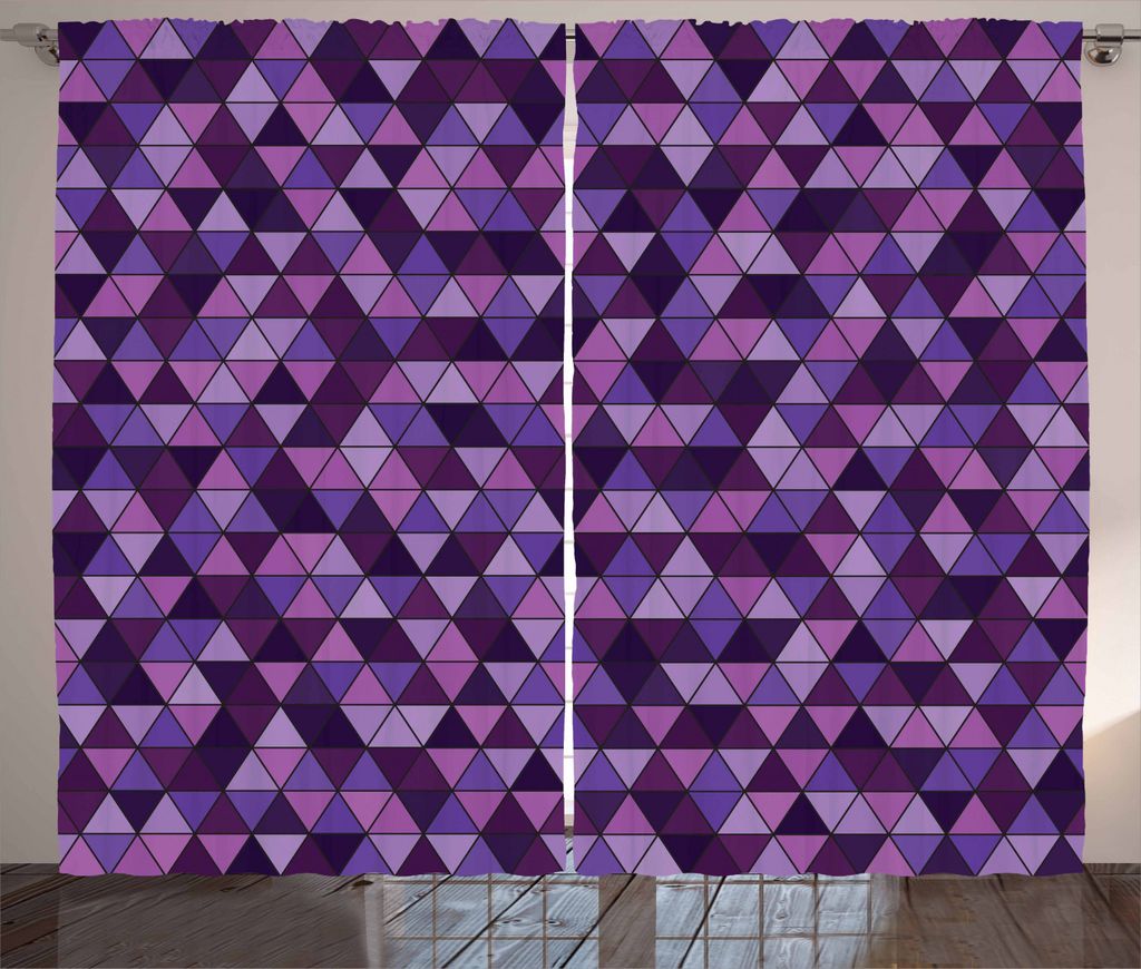 ABAKUHAUS Geometrisch Rustikaler Vorhang, Dreieck Mosaikfliese, Wohnzimmer Universalband Gardinen mit Schlaufen und Haken, 280 x 225 cm, Mehrfarbig