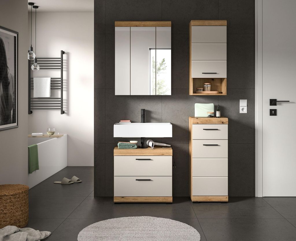 Badezimmer-Set >Scout< in Evoak Oak / Kaschmir - 112x191x34cm (BxHxT)
