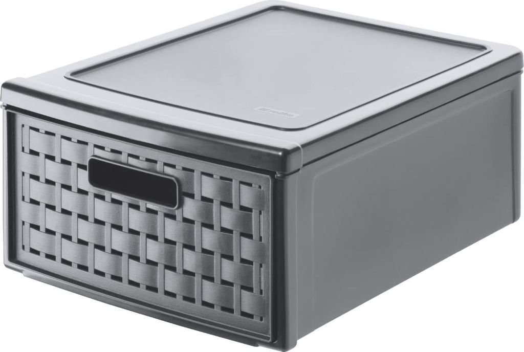 Ladebox 8.3l mit 1 Lade in Rattan-Look Kunststoff (PP) BPA-frei Anthrazit klein/8.3l (35.0 x 26.0 x 14.5 cm)