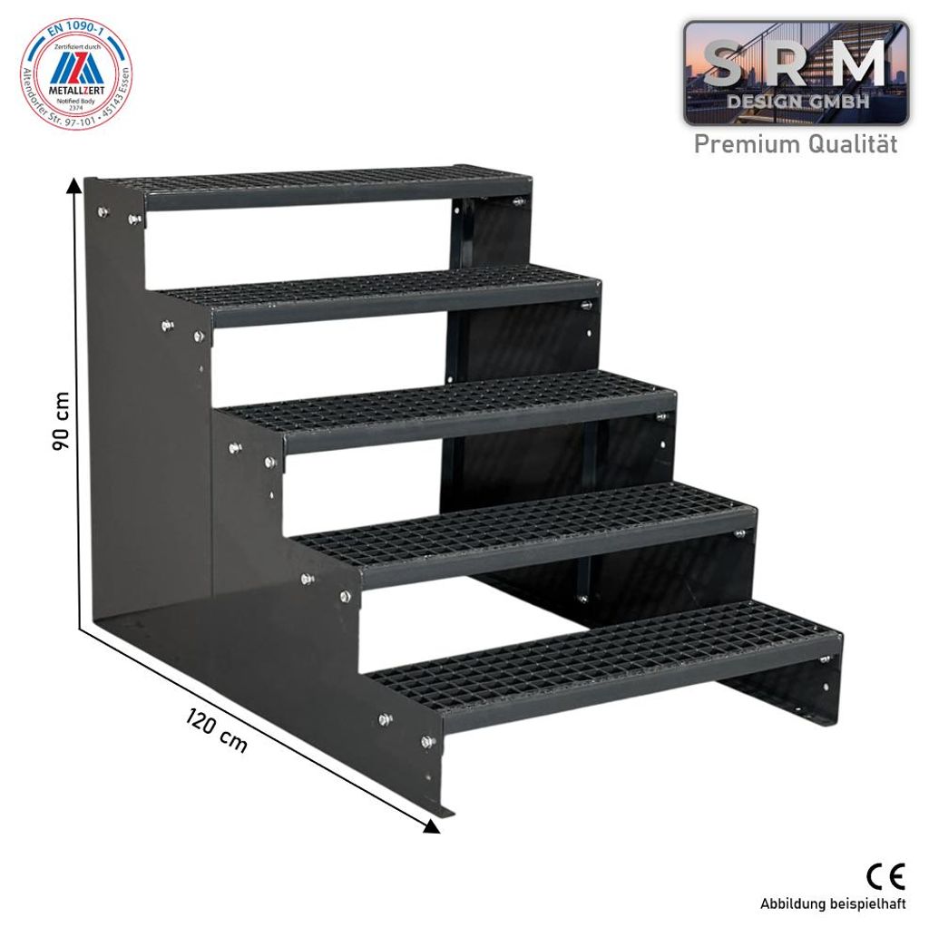 5 Stufen Standtreppe Modell 2 komplett Anthrazit, Breite Produktbild 