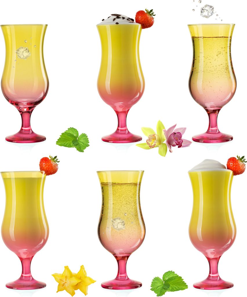 PLATINUX Cocktailgläser Gelb-Rosa aus Glas Set 6 Stück Produktbild 