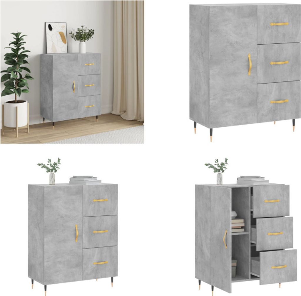 vidaXL Sideboard Betongrau 69,5x34x90 cm Holzwerkstoff - Sideboard - Sideboards - Schrank - Schränkchen