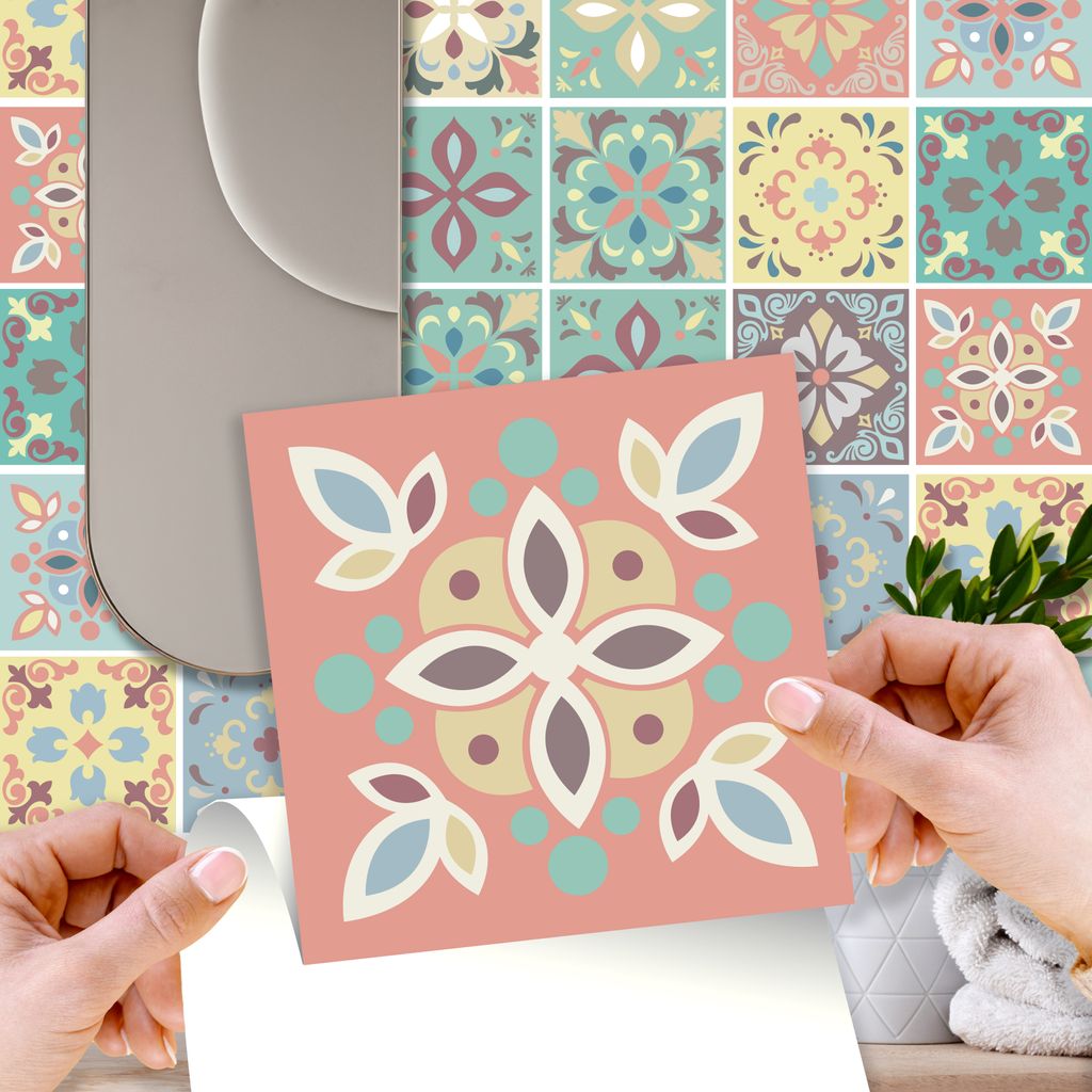 WALPLUS 24 Stück 15x15cm Marbella Buntes Spanisch Produktbild 