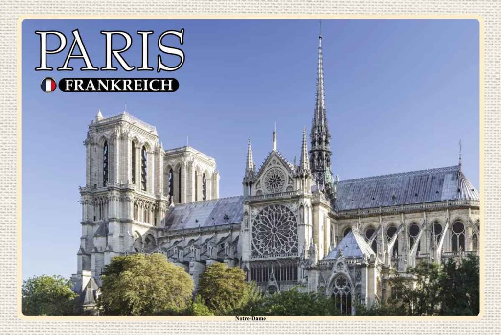 vianmo Holzschild 20x30 cm Paris Frankreich Notre-Dame Kathedrale Bildmotiv Reisemotiv Europa