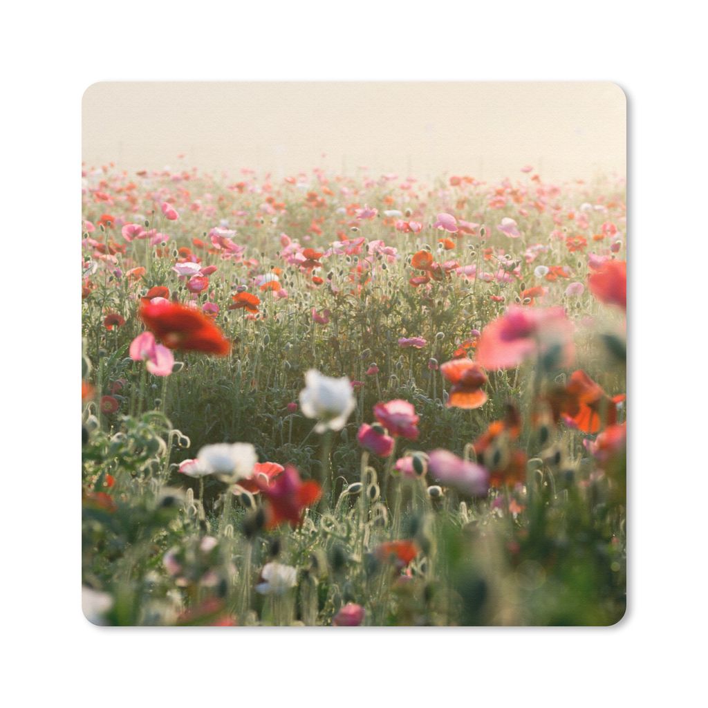 MuchoWow Mauspad Mousepad Mohn - Farben - Pastell 20x20 cm - Mousepads - Maus Mat - Pad - Mausunterlage - Desk Mat - Bureauartikeln