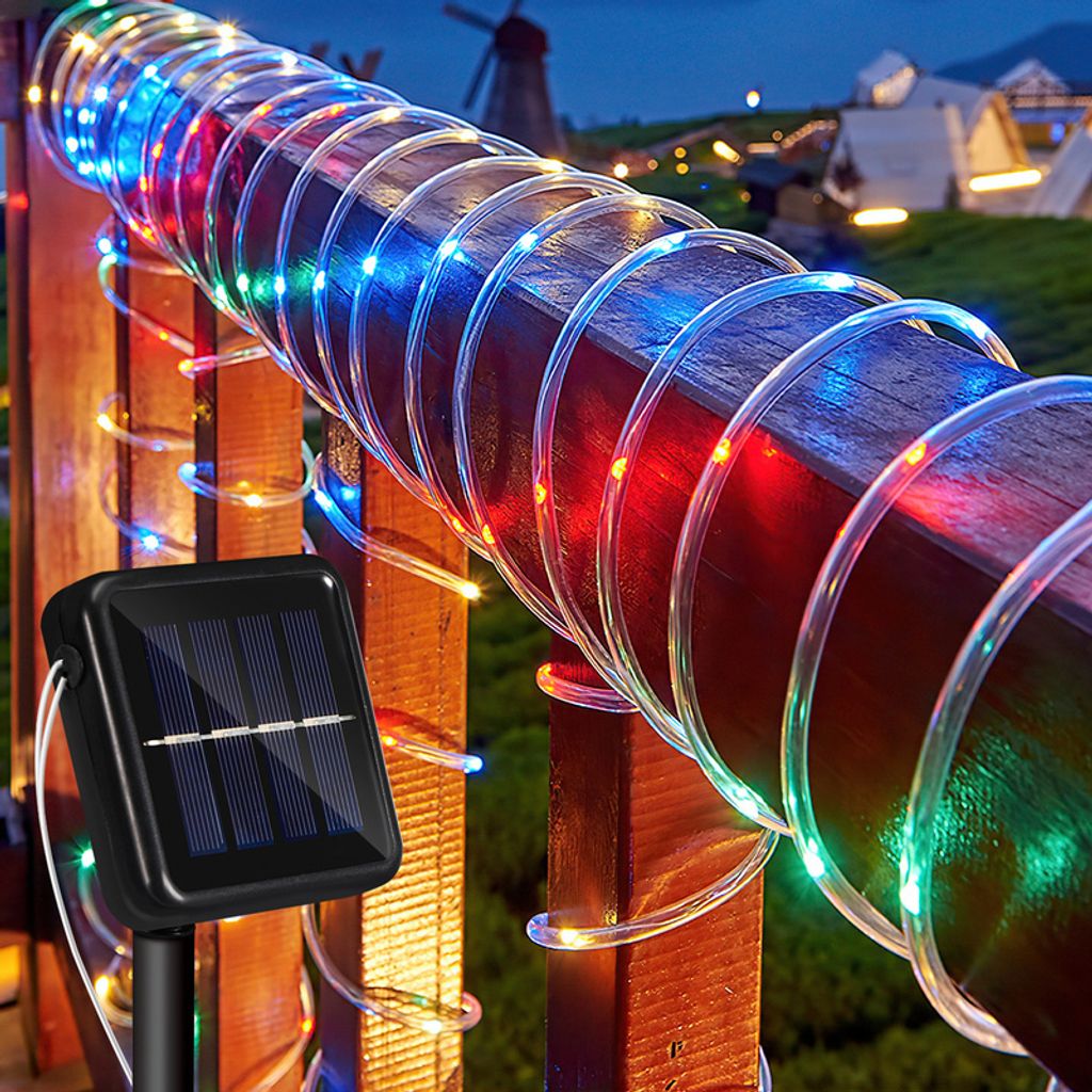 SWANEW Solar Lichtschlauch Draht Garten Lichterkette LED Lichterschlauch-Bunt-10m