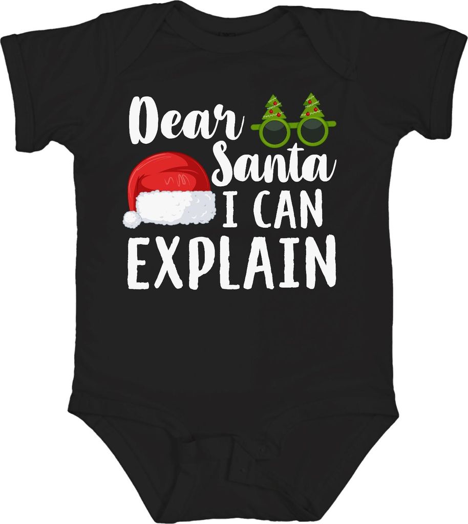 Dear Santa I Can Explain Weihnachtsspruch - Weihnachten Weihnachtsgeschenk Christmas Unisex Baby Body, Schwarz, 0/3