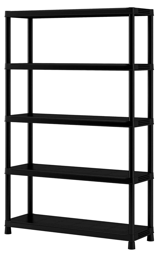 Kunststoffregal 120/5, schwarz, 120 x 40 x 187 cm