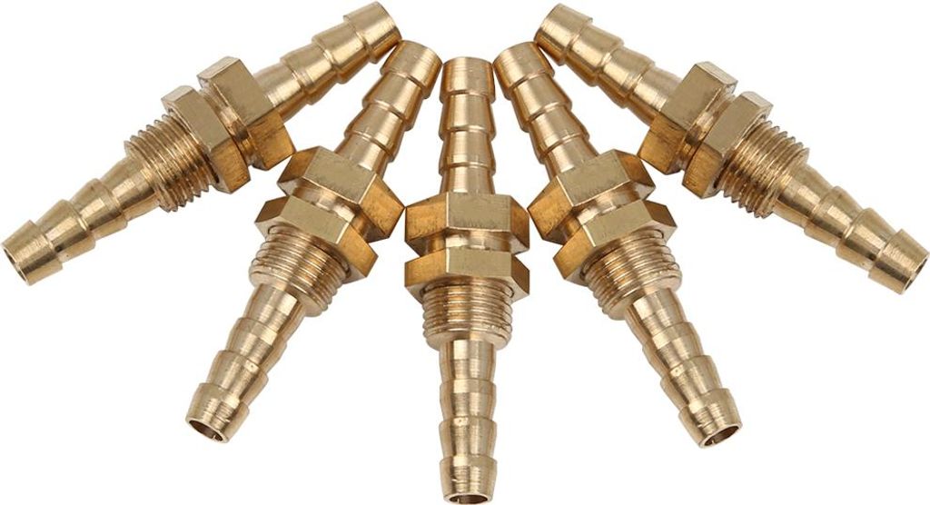 5Stk.6mm Messing Schlauchstutzen Anschluss für Luft Wasser Kraftstoffleitung