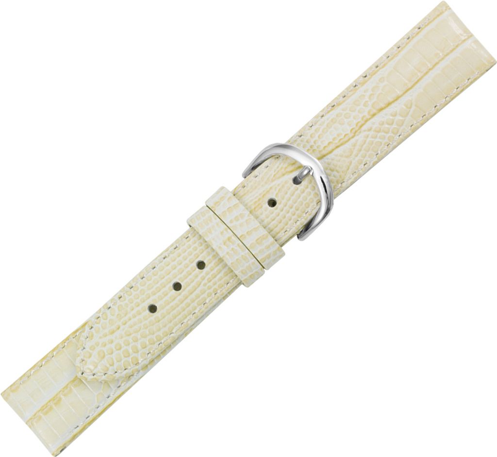 Minott > Uhrenarmband beige Leder Tejuprägung > Ton in Ton Naht Verlauf, Stegbreite:18mm, Schließe:Silbern