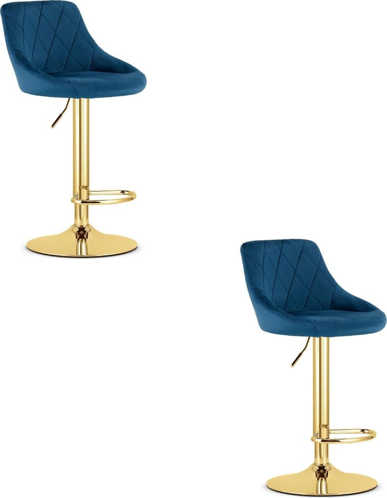 KAST Hocker - marineblauer Samt / goldene Basis x 2