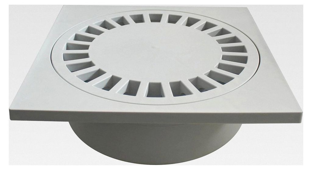 Hofablauf DN75 Gartenablauf Grau Kanaldeckel Kunststoff Ablauf Siphon 200 x 200