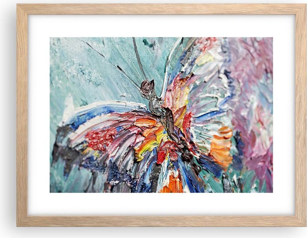 Gerahmtes Poster - Rahmen in heller Eiche - Vogel Natur Farbe - 40x30 cm - Wand Bild - Wanddeko - Wandbilder - Wandposter - Bilderrahmen - Bilder -...