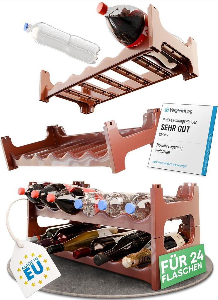 Novaliv Flaschenregal für 24 Flaschen | Weinregal braun | Produktbild 