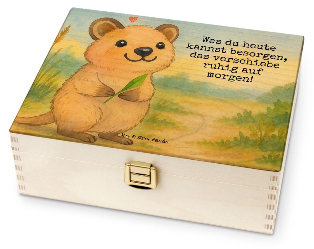 Mr. & Mrs. Panda Teeaufbewahrung Quokka Happy Design - Weiß - Geschenk, Holz Teebox, Niedliches Tier, Verschieben, Teebeutel Aufbewahrung, Tee, Lu...