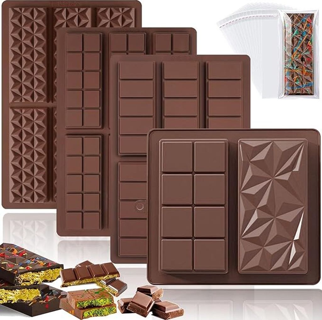 4 Stück Schokoladenform Silikon,Tief Schokoladentafel Produktbild 