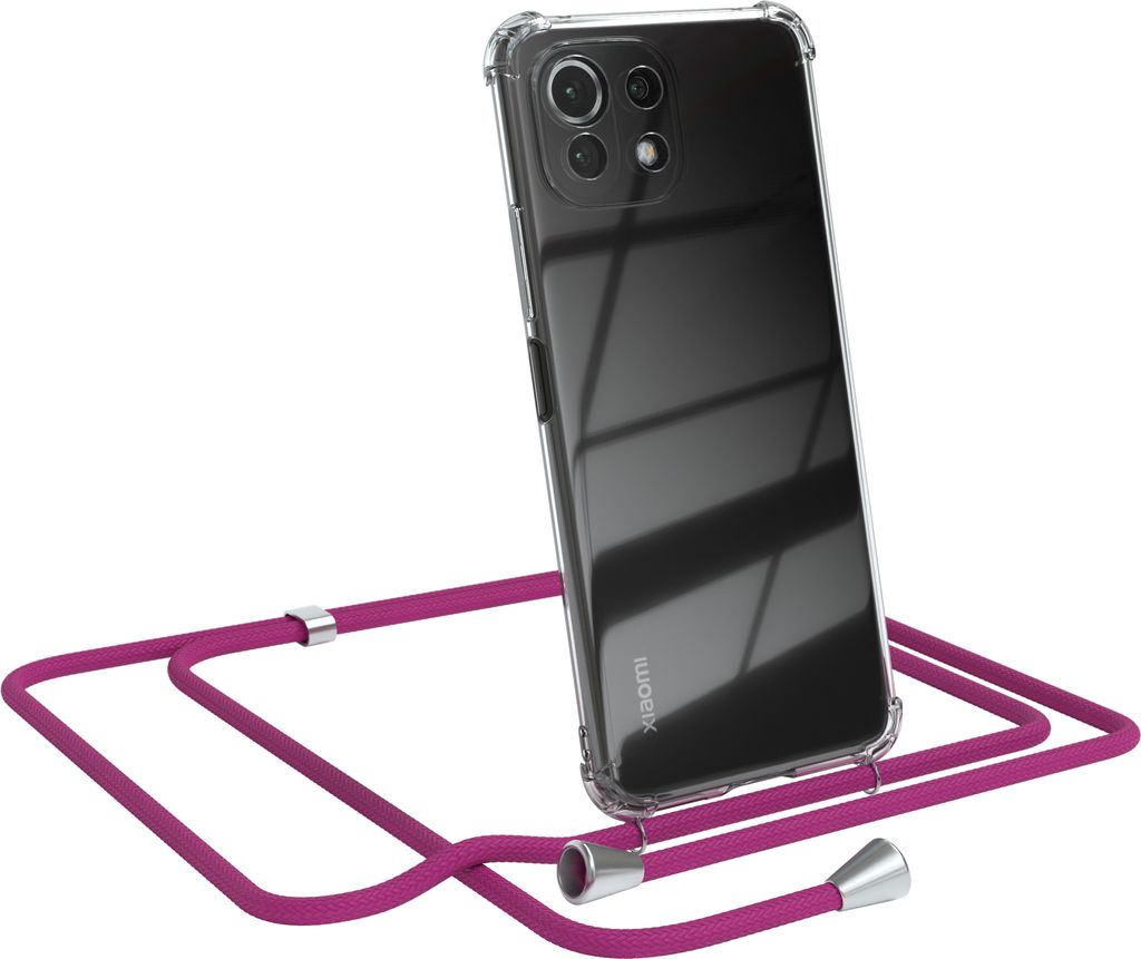 EAZY CASE Handykette kompatibel mit Xiaomi Mi 11 Lite / 5G / 11 Lite 5G NE, Handyhülle mit Umhängeband, Handykordel, Schutzhülle Clear, Band in ...