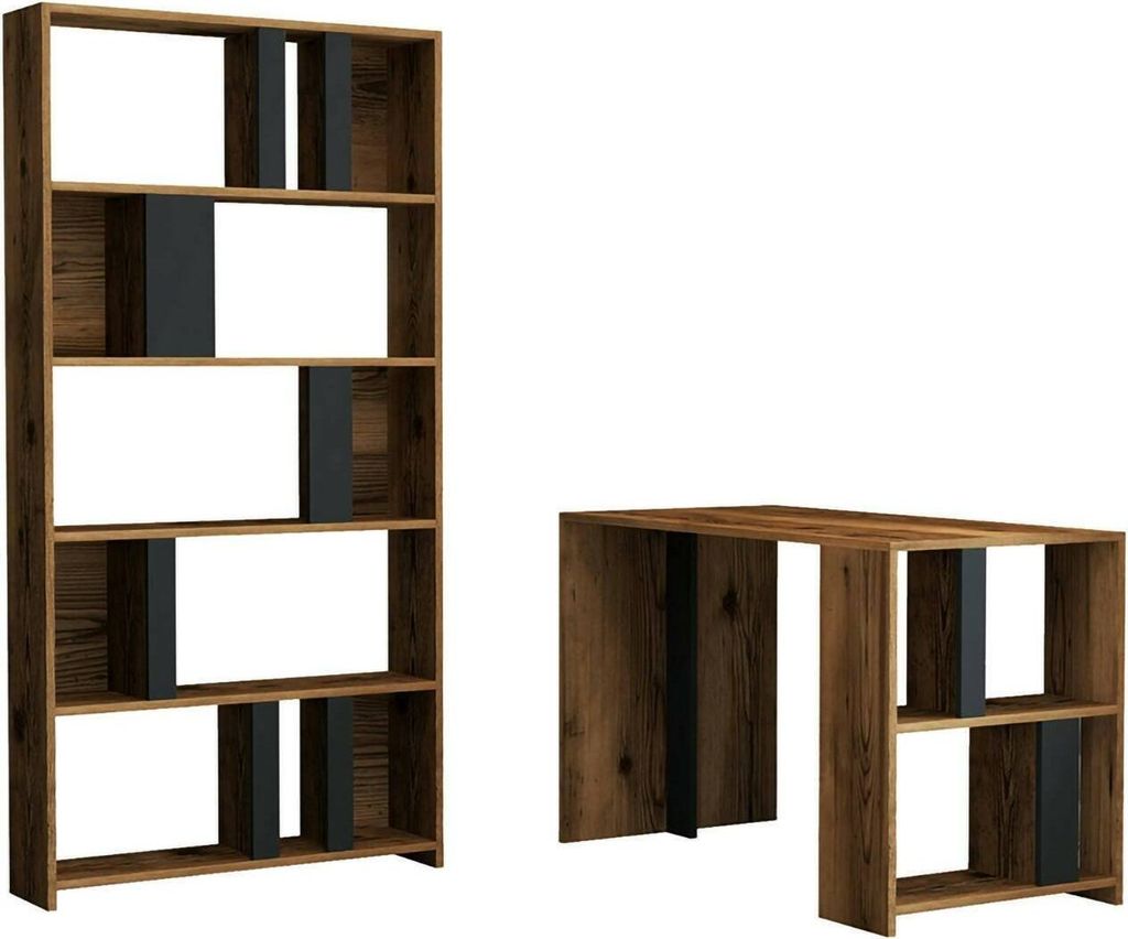 Schreibtisch Dpadalin, Mehrzweckschreibtisch, Bürotisch für PC, Eckschreibtisch, 120x60h75 cm, Walnuss und Anthrazit