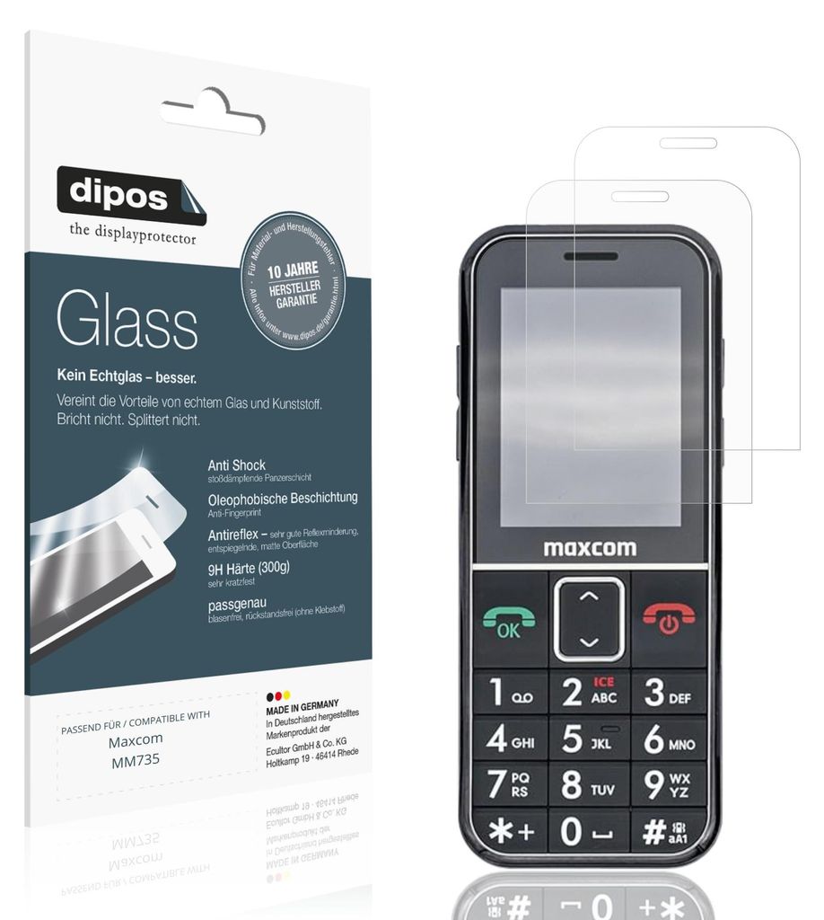 2x Schutzfolie für Maxcom MM735 matt - Anti-Shock 9H Folie dipos Glass Kunststoffglas
