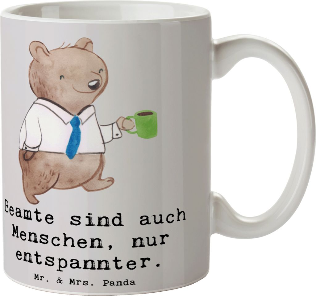 Mr. & Mrs. Panda Tasse Beamtin Entspannt - Grau Pastell - Geschenk, Bedruckte, kakaobecher, Berufsprodukte, personalisierte Geschenke, Kaffeetasse,...