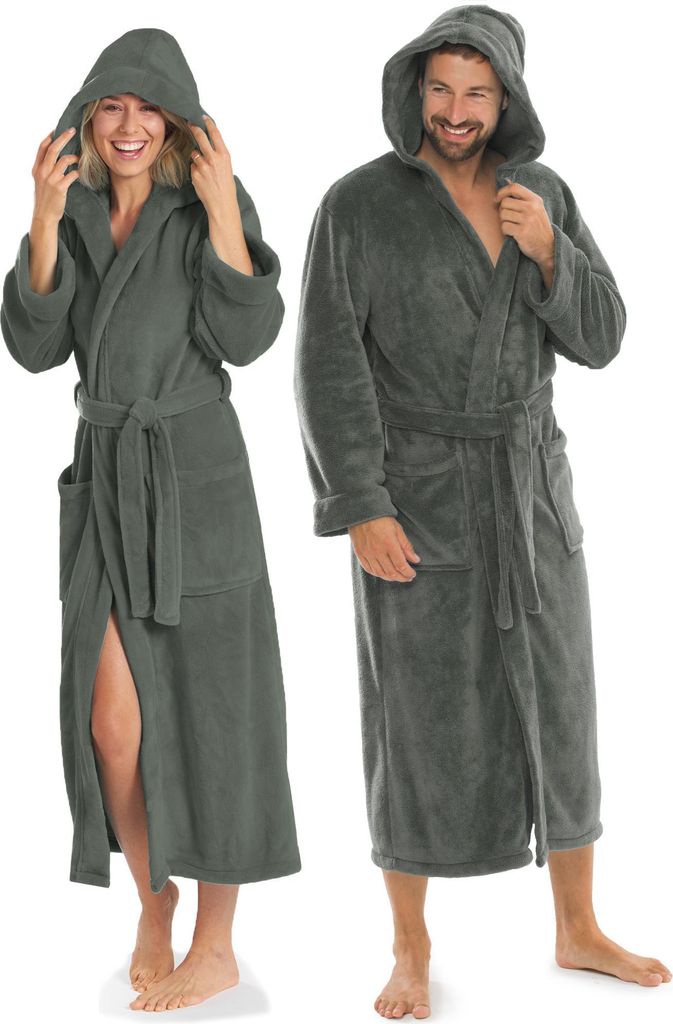 Malibu Bademantel XXXL grau Mikrofaser  280g/m² Kapuze Produktbild 