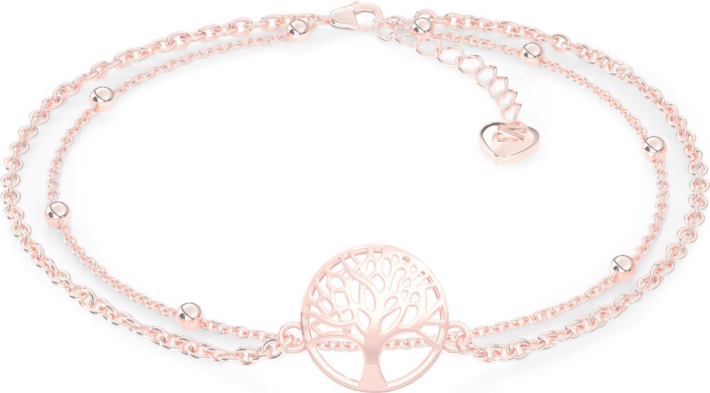 SERASAR | Fußkettchen aus Sterlingsilber [Life] mit Roségold White Gold | Farbe: Roségold | Länge: 28cm