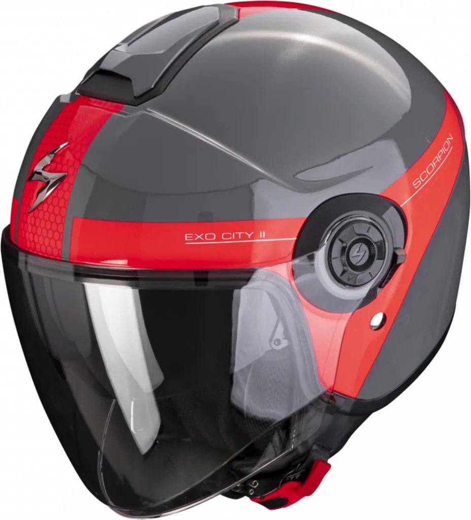 Casque moto Scorpion Exo-City II Short gris rouge taille S