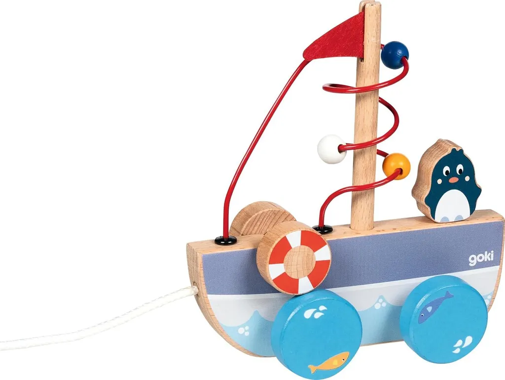 Apprendre à marcher avec le Bateau à tirer Ahoi et son jeu de perles
