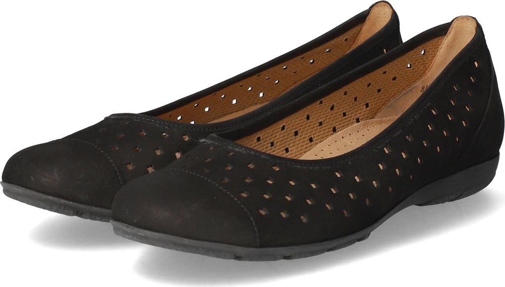 Gabor Shoes Ballerina - Schwarz Veloursleder Größe: 35.5 Normal