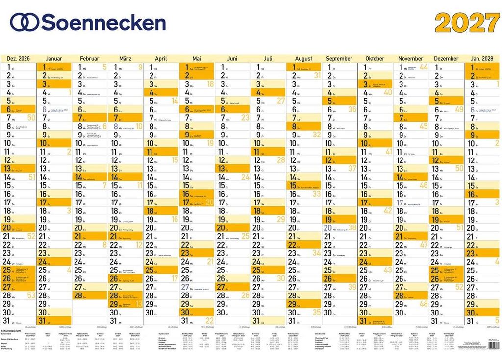 Plakatkalender 100x70cm 14 Monate folienkaschiert Produktbild 