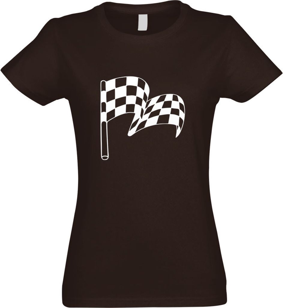 Kiwistar - T-Shirt tailliert - Damen - Chocolate - Zielflagge - mit Motiv Bedruckt - Funshirt Design - Sport - Freizeit - Damen - XL