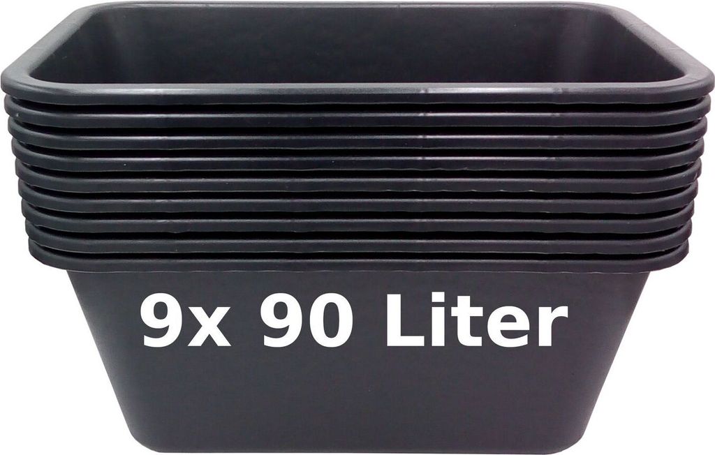Set Pflanzwanne Mörtelkasten Pflanzkübel Zementkübel Maurerkasten Tuppen schwarz
