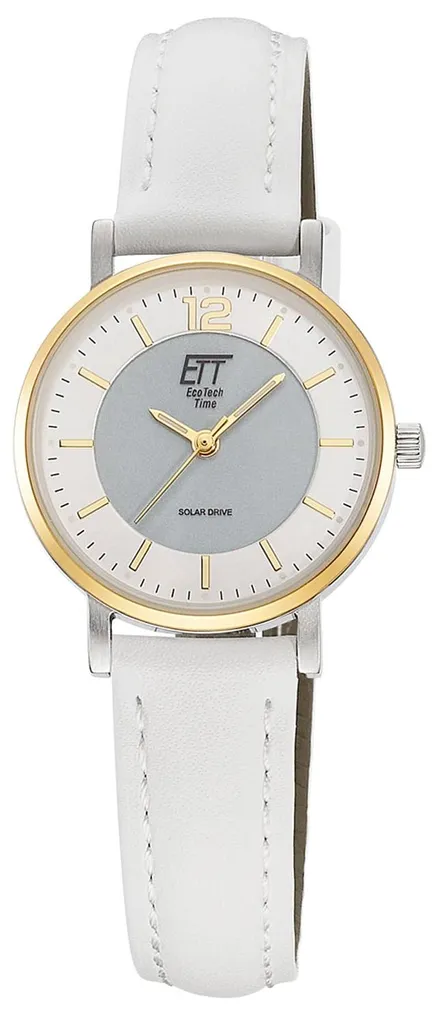 Montre analogique solaire femme ETT ELS-12163-41L chic en cuir blanc