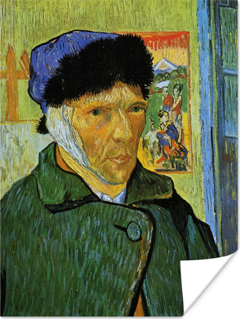 MuchoWow Poster Selbstbildnis mit verbundenem Ohr - Vincent van Gogh 90x120 cm - Wohnzimmer