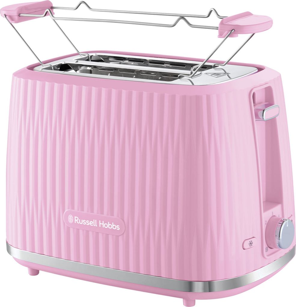 A pink Russell Hobbs toaster.