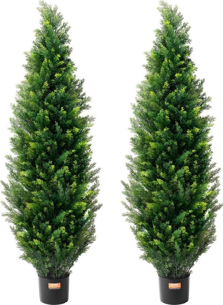 2er-Pack 5' künstlicher Zedern-Formschnittbaum Kunstpflanze UV-Dekoration für drinnen und draußen