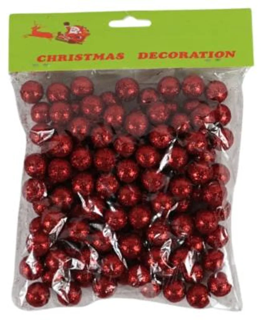 Décoration de Noël : Lot de 48 boules rouges scintillantes petit format