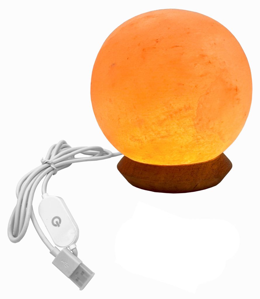 HAF Dimmbare USB Salzlampe BALL Rosa aus Kristallsalz – Produktbild 
