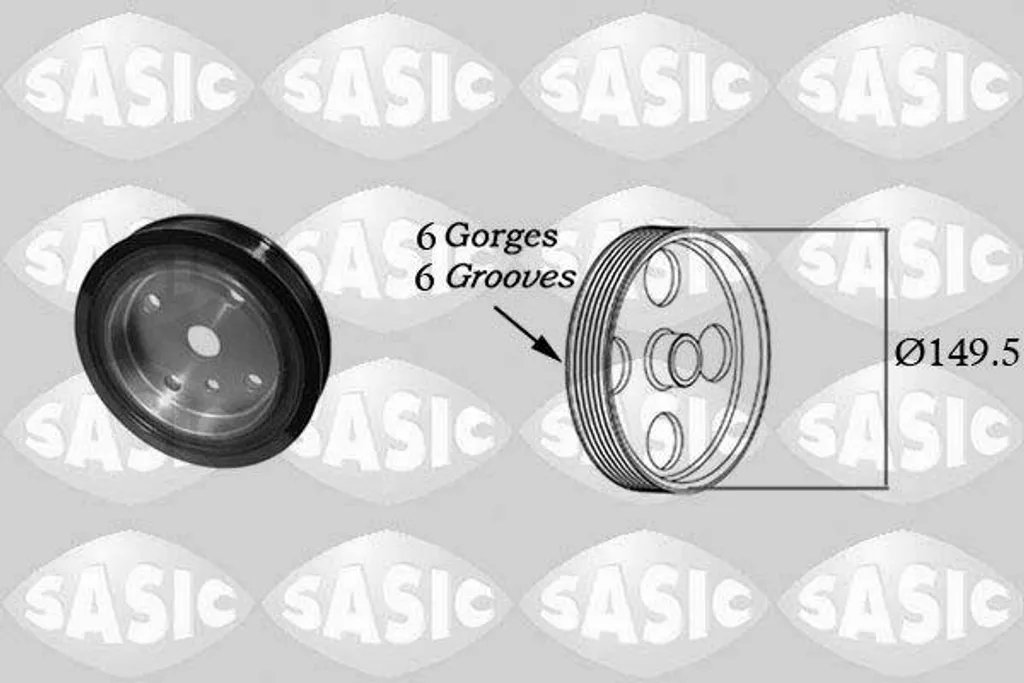 Poulie de Vilebrequin SASIC 2156074 pour Volvo XC90 XC70 V70 S80 S60