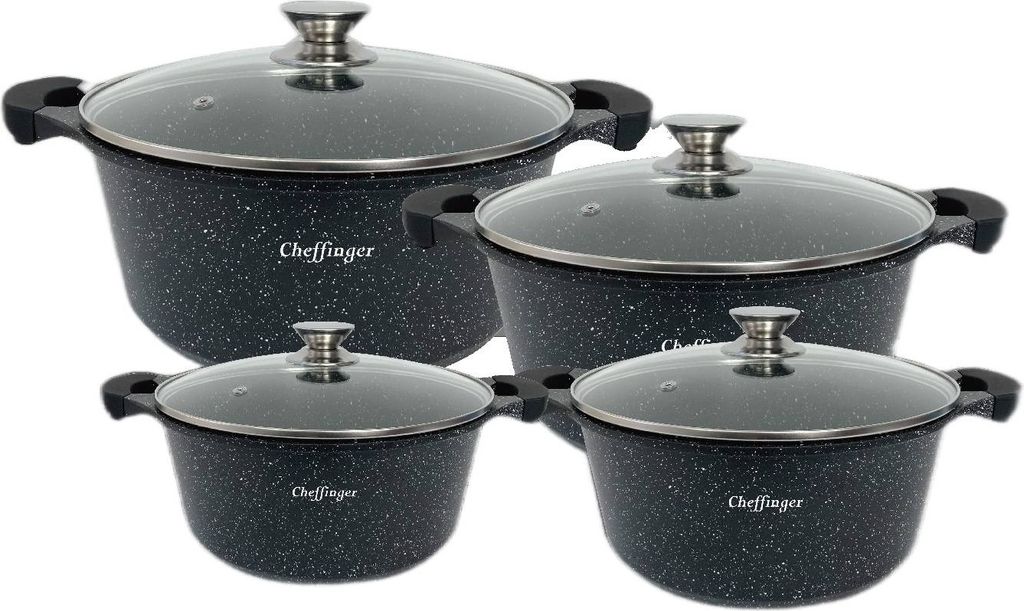 Töpfe mit Deckel - schwarz - 8-teilig Produktbild 