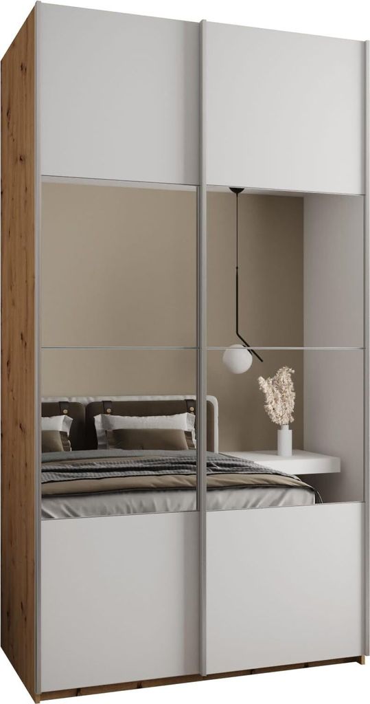 MEBLE KRYSPOL LUX 4 Schrank - 245,5x130x64cm - Artisan, Weiß, Silber